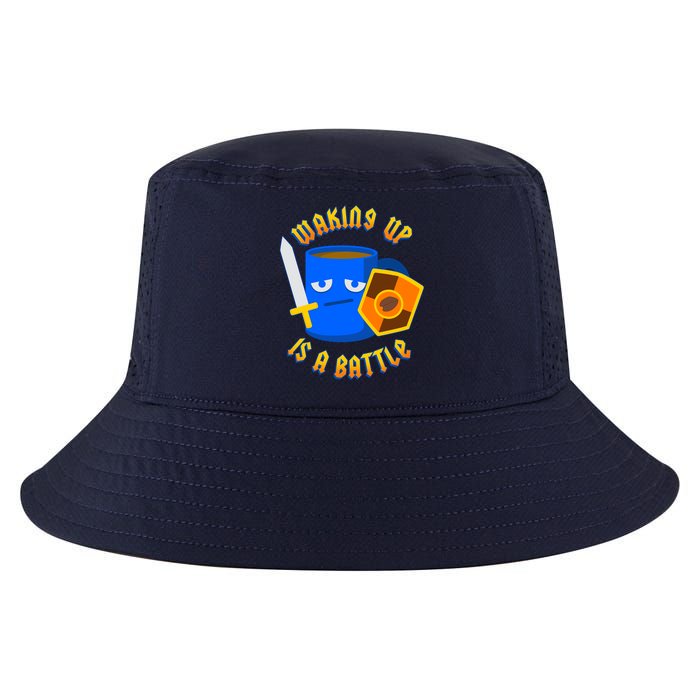 Waking Up is a Battle Funny Coffee Cool Comfort Performance Bucket Hat