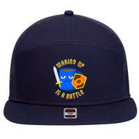 Waking Up is a Battle Funny Coffee 7 Panel Mesh Trucker Snapback Hat