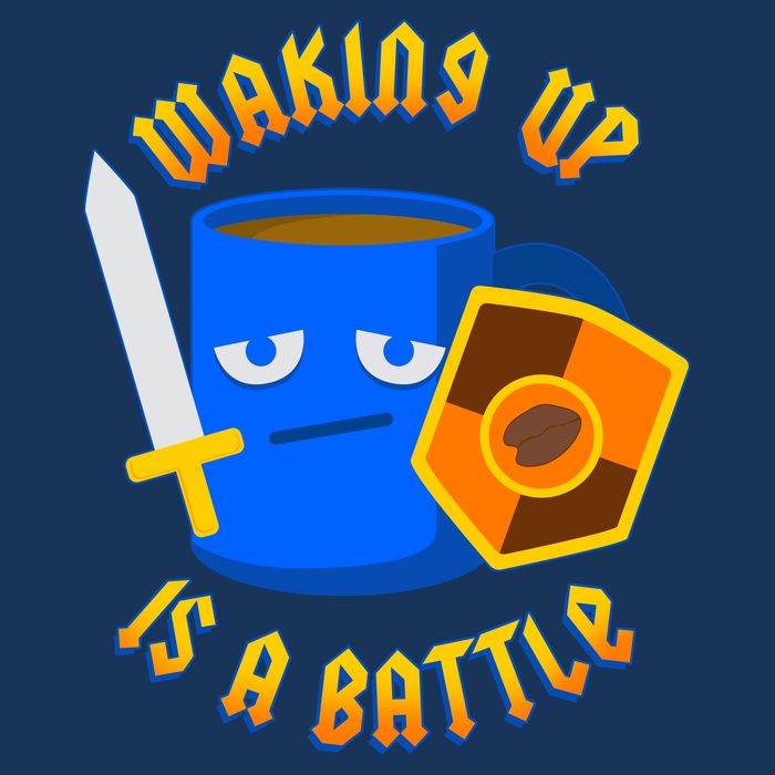 Waking Up is a Battle Funny Coffee 7 Panel Mesh Trucker Snapback Hat