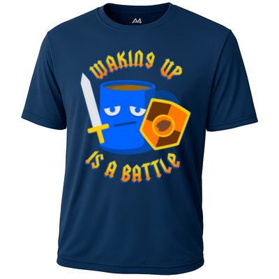 Waking Up is a Battle Funny Coffee Performance Shirt