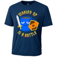 Waking Up is a Battle Funny Coffee Performance Shirt