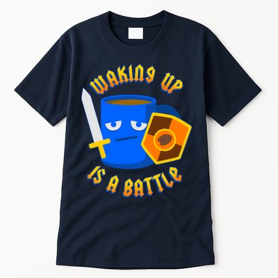 Waking Up is a Battle Funny Coffee Tall T-Shirt