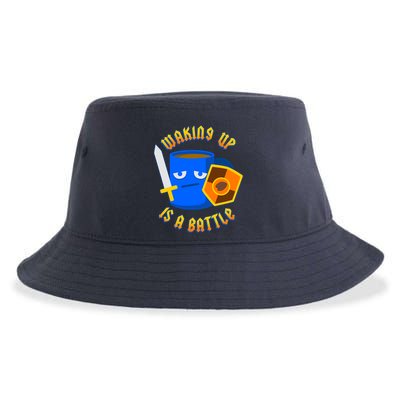 Waking Up is a Battle Funny Coffee Sustainable Bucket Hat