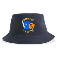 Waking Up is a Battle Funny Coffee Sustainable Bucket Hat