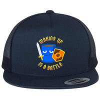 Waking Up is a Battle Funny Coffee Flat Bill Trucker Hat
