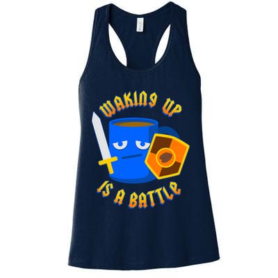 Waking Up is a Battle Funny Coffee Womens Tank Top