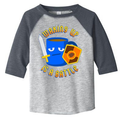 Waking Up is a Battle Funny Coffee Toddler Fine Jersey T-Shirt