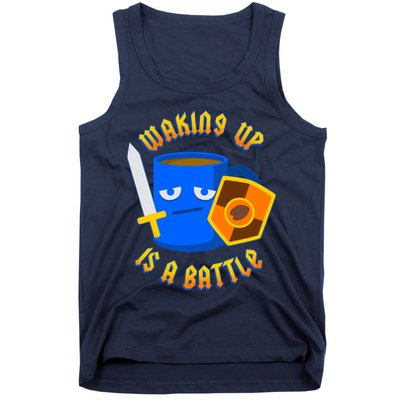 Waking Up is a Battle Funny Coffee Tank Top