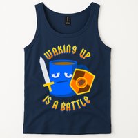 Waking Up is a Battle Funny Coffee Tank Top
