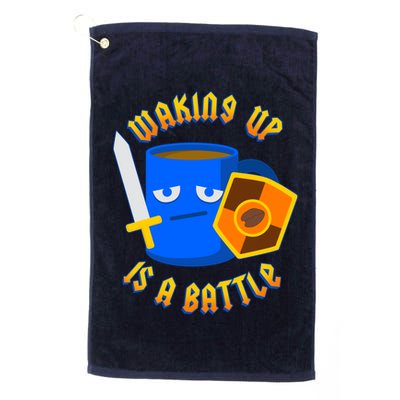 Waking Up is a Battle Funny Coffee Golf Towel