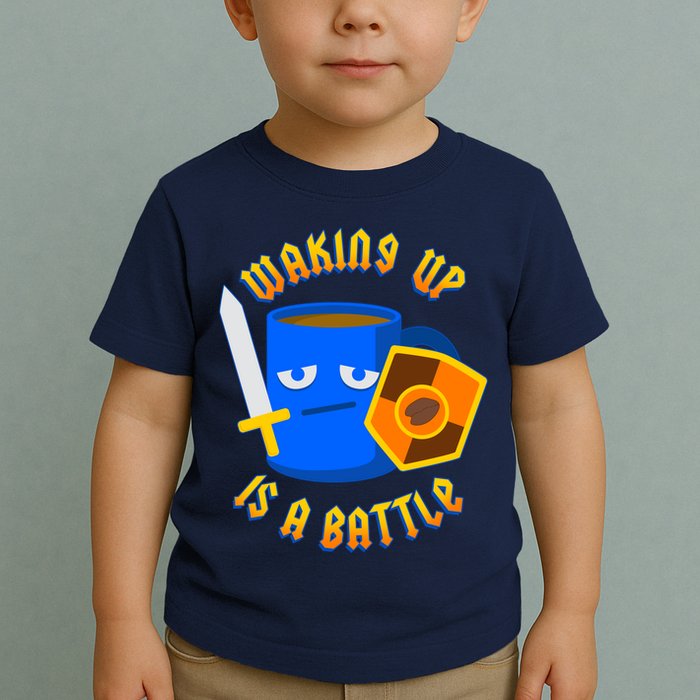 Waking Up is a Battle Funny Coffee Toddler T-Shirt