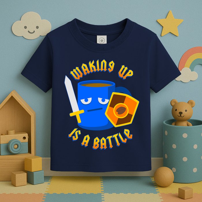 Waking Up is a Battle Funny Coffee Toddler T-Shirt