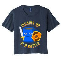 Waking Up is a Battle Funny Coffee Crop Top