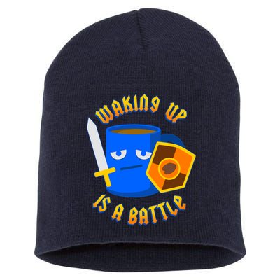 Waking Up is a Battle Funny Coffee Short Acrylic Beanie