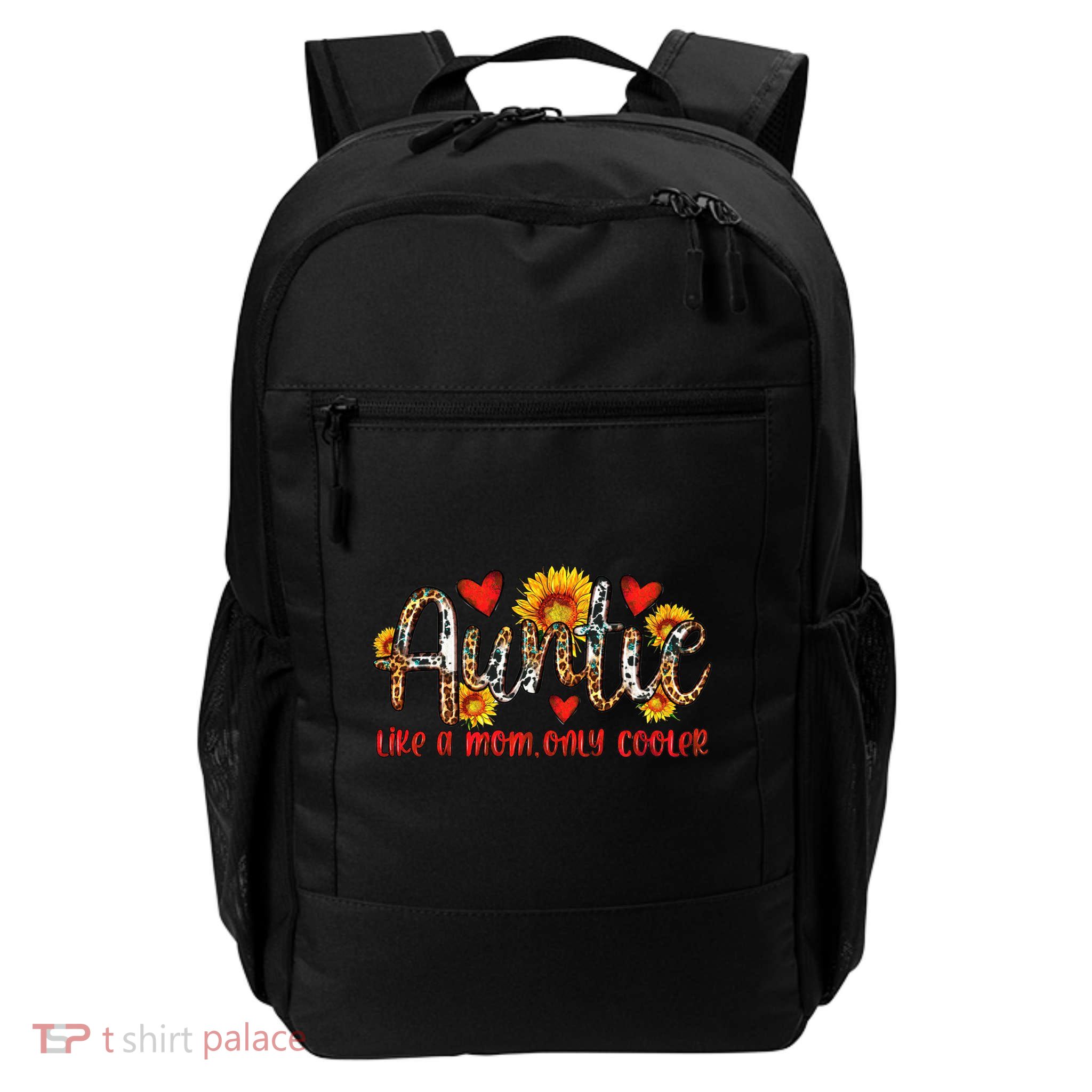 Wo Auntie Like A Mom Only Cooler Sunflower Leopard Aunt Cute Gift Backpack