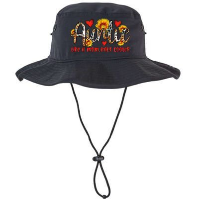 Wo Auntie Like A Mom Only Cooler Sunflower Leopard Aunt Cute Gift Bucket Hat