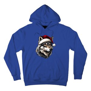 Wild Animals Lover Christmas Gift Wolf Santa Hat Hoodie