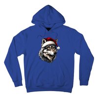 Wild Animals Lover Christmas Gift Wolf Santa Hat Hoodie