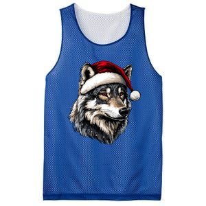 Wild Animals Lover Christmas Gift Wolf Santa Hat Mesh Reversible Basketball Jersey Tank