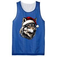 Wild Animals Lover Christmas Gift Wolf Santa Hat Mesh Reversible Basketball Jersey Tank