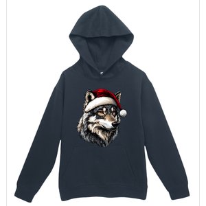 Wild Animals Lover Christmas Gift Wolf Santa Hat Urban Pullover Hoodie