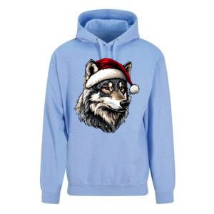 Wild Animals Lover Christmas Gift Wolf Santa Hat Unisex Surf Hoodie