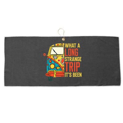 What A Long Strange Trip ItS Been 70s Hippie Camping Lover Large Microfiber Waffle Golf Towel