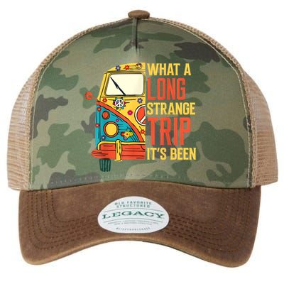 What A Long Strange Trip ItS Been 70s Hippie Camping Lover Legacy Tie Dye Trucker Hat