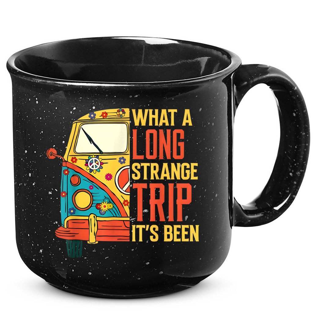 What A Long Strange Trip ItS Been 70s Hippie Camping Lover 15oz Campfire Ceramic Mug