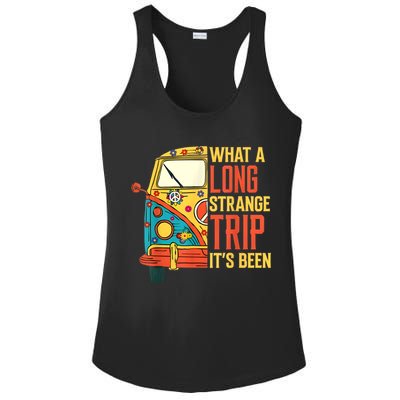 What A Long Strange Trip ItS Been 70s Hippie Camping Lover Ladies PosiCharge Competitor Racerback Tank