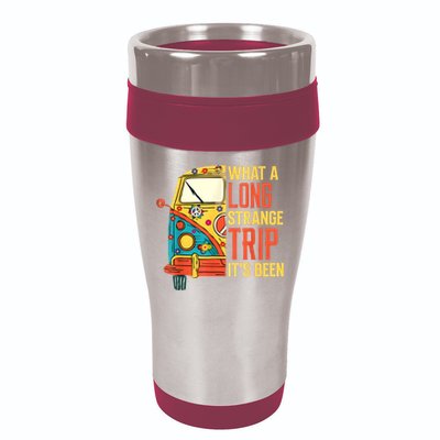 What A Long Strange Trip ItS Been 70s Hippie Camping Lover 16oz Travel Tumbler