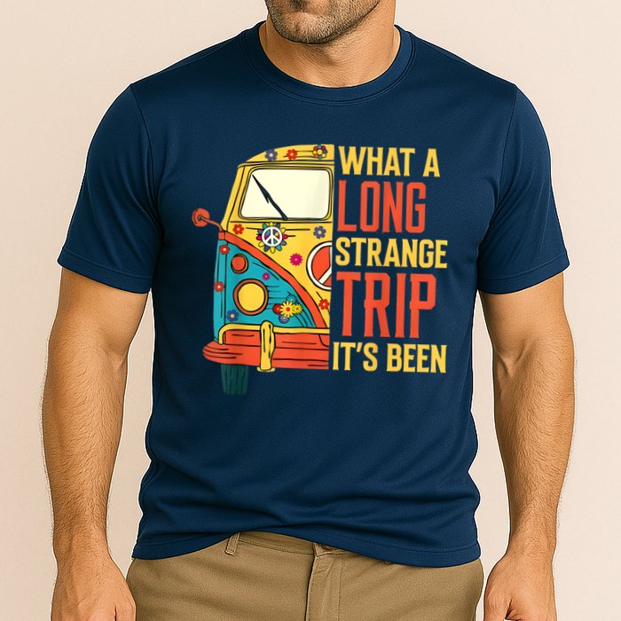 What A Long Strange Trip ItS Been 70s Hippie Camping Lover Cooling Performance Crew T-Shirt
