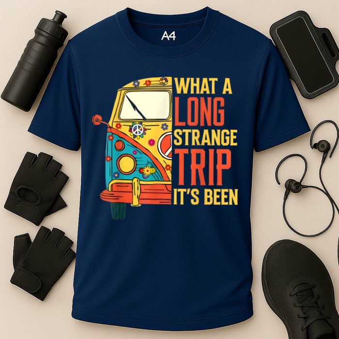 What A Long Strange Trip ItS Been 70s Hippie Camping Lover Cooling Performance Crew T-Shirt