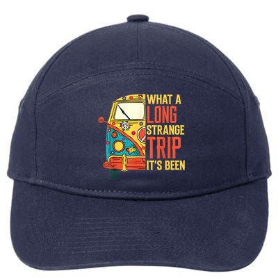 What A Long Strange Trip ItS Been 70s Hippie Camping Lover 7-Panel Snapback Hat