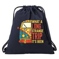 What A Long Strange Trip ItS Been 70s Hippie Camping Lover Drawstring Bag