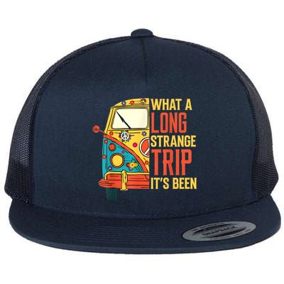 What A Long Strange Trip ItS Been 70s Hippie Camping Lover Flatbill Hat