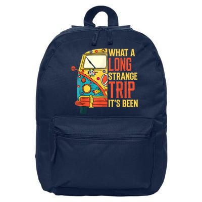 What A Long Strange Trip ItS Been 70s Hippie Camping Lover 16 in Basic Backpack