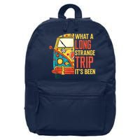What A Long Strange Trip ItS Been 70s Hippie Camping Lover 16 in Basic Backpack
