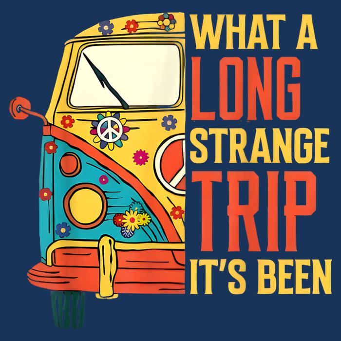 What A Long Strange Trip ItS Been 70s Hippie Camping Lover 16 in Basic Backpack