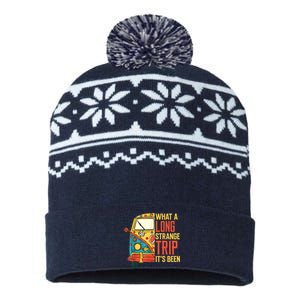 What A Long Strange Trip ItS Been 70s Hippie Camping Lover USA-Made Snowflake Beanie