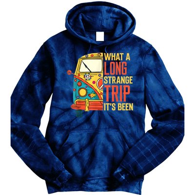 What A Long Strange Trip ItS Been 70s Hippie Camping Lover Tie Dye Hoodie