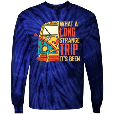 What A Long Strange Trip ItS Been 70s Hippie Camping Lover Tie-Dye Long Sleeve Shirt