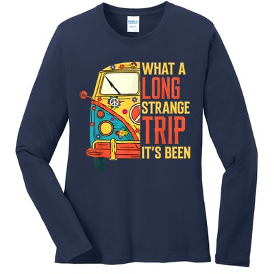 What A Long Strange Trip ItS Been 70s Hippie Camping Lover Ladies Long Sleeve Shirt