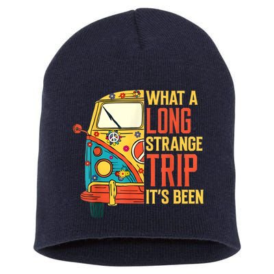 What A Long Strange Trip ItS Been 70s Hippie Camping Lover Short Acrylic Beanie