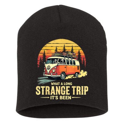 What A Long Strange Trip ItS Been 70s Hippie Camping Lover Short Acrylic Beanie