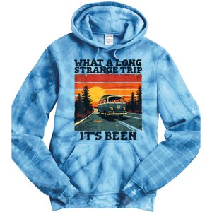 What A Long Strange Trip ItS Been 70s Hippie Camping Lover Tie Dye Hoodie