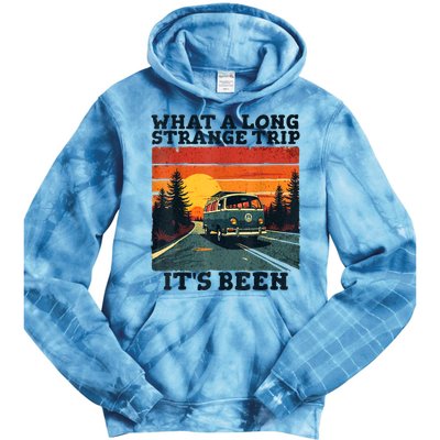 What A Long Strange Trip ItS Been 70s Hippie Camping Lover Tie Dye Hoodie