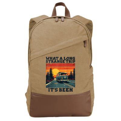 What A Long Strange Trip ItS Been 70s Hippie Camping Lover Cotton Canvas Backpack