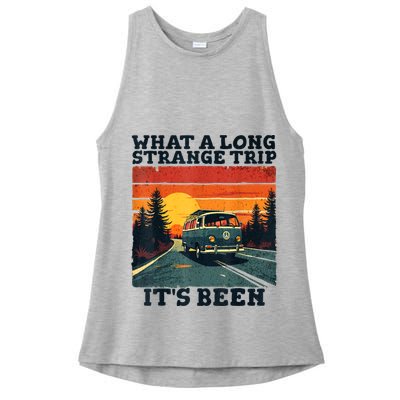 What A Long Strange Trip ItS Been 70s Hippie Camping Lover Ladies PosiCharge Tri-Blend Wicking Tank