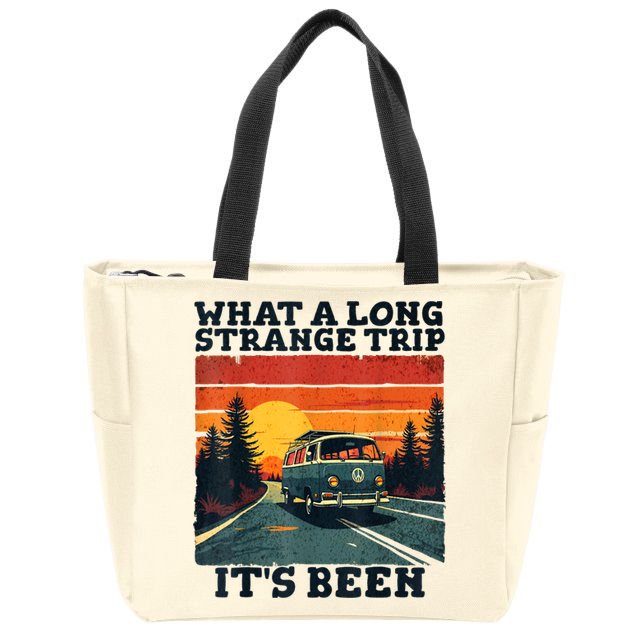 What A Long Strange Trip ItS Been 70s Hippie Camping Lover Zip Tote Bag